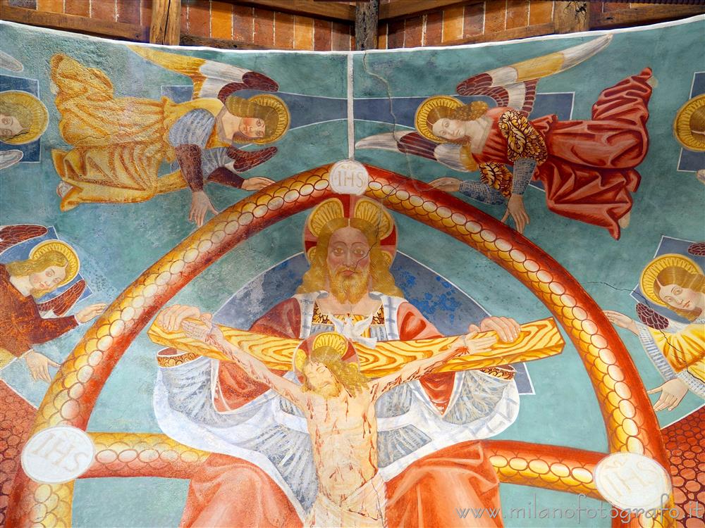 Momo (Novara, Italy) - Detail of the fresco  of the trinity in the Oratory of the Holy Trinity